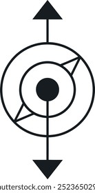Abstract geometric black and white logo with arrows and circular shapes