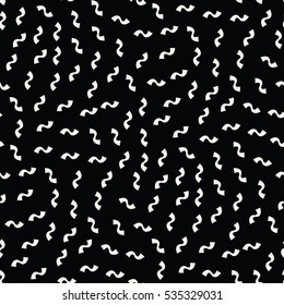 Abstract geometric black and white memphis fashion design weave pattern
