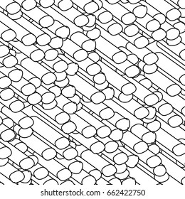 Abstract geometric black and white ornament generated by random circles