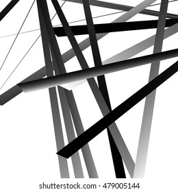 Abstract geometric black and white pattern, texture with overlapping shapes