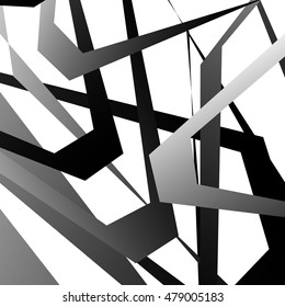 Abstract geometric black and white pattern, texture with overlapping shapes