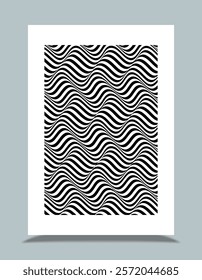 Abstract, geometric, black and white poster. Fashionable vector design in op art style.Background for covers, posters, posters.