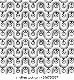 Abstract geometric black & white seamless pattern with electric bulb