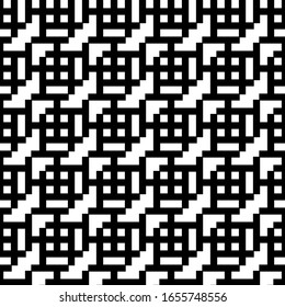Abstract geometric black and white seamless pattern for web page, textures, card, poster, fabric, textile. Monochrome graphic repeating design. Modern minimalist stylish ornament.