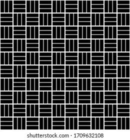 Patrón transparente geométrico en blanco y negro para páginas web, texturas, tarjetas, afiches, tejidos, textiles. Diseño extensivo gráfico monocromo. Moderno y minimalista adorno cuadrado.