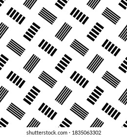 Resumen de patrones geométricos sin soldadura en blanco y negro para páginas web, texturas, tarjetas, afiches, tejidos, textiles. Diseño repetitivo gráfico monocromo. Moderno ornamento minimalista cuadrado.
