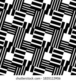Abstract geometric black and white seamless pattern for web page, textures, card, poster, fabric, textile. Monochrome graphic repeating design. Modern minimalist squared ornament.