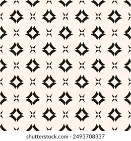 Abstract geometric black and white seamless pattern with flower shapes. Monochrome decorative texture. Repeat design for fabric, furniture, prints