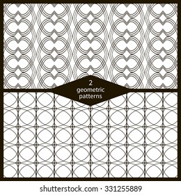 Abstract geometric black and white seamless patterns