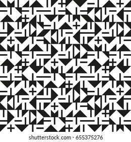 Abstract geometric black and white seamless pattern
