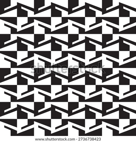 Abstract Geometric Black and White Seamless Repetitive Arrowhead Pattern Background
