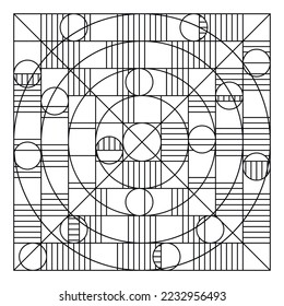 Abstract geometric black and white square vector pattern or background