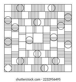 Abstract geometric black and white square vector pattern or background