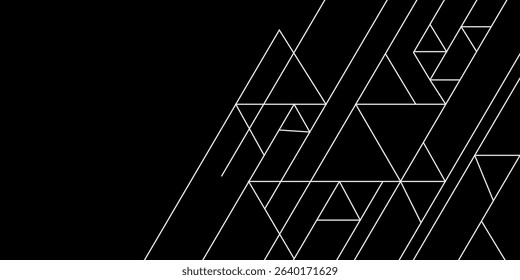 Abstract Geometric Black and White Triangle Line Art Design