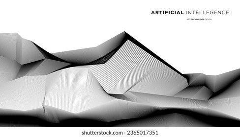 Abstract geometric black and white vector background illustration for artificial intellegence banner design