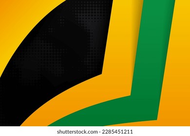 Abstract geometric black, yellow, green color banner background. Black History Month color background with copy space for text. shadow and dot circle halftone pattern.