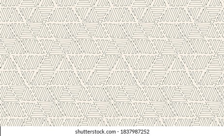 Resumen del patrón geométrico blanco-negro sin soldadura con triángulos dibujados a mano. Fondo del doodle vectorial.