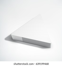 Abstract geometric blank object with 3d white triangular box on light background isolated vector illustration