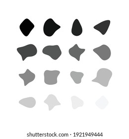 Abstracto de los blobs geométricos establecen el color negro. Formas aleatorias. burbujas. Es bueno para el diseño del logotipo o para los carteles. Ilustración vectorial.