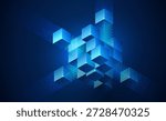 Abstract geometric blocks for AI systems, business finance, cloud storage, cybersecurity and digital infrastructure. 3D cube data background illustrating technology and blockchain network structure.