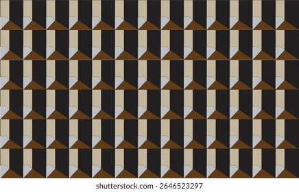 Abstrakte geometrische Blöcke auf schwarzem Hintergrund, 3D-Rendering.Luxuriöses Dreieck abstrakter schwarzer Metallhintergrund mit goldenen Lichtlinien