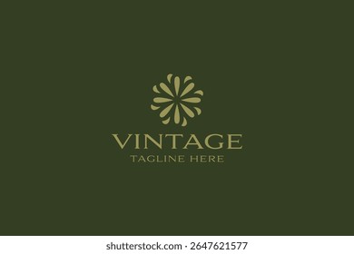 Abstrait géométrique Bloom Logo floral Vintage et marque élégante Symbole de signe d'identité