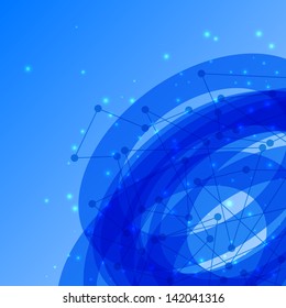 Abstract, geometric blue background.