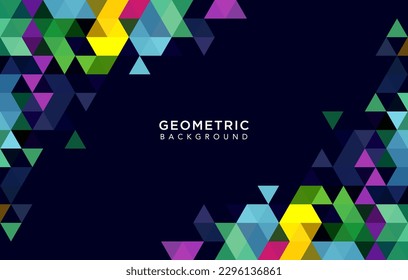 Resumen de fondo azul geométrico con formas triangulares coloreadas