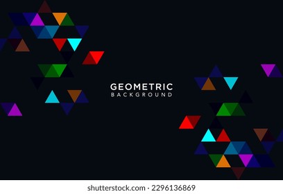 Abstract geometric blue background with colorfull triangle shapes