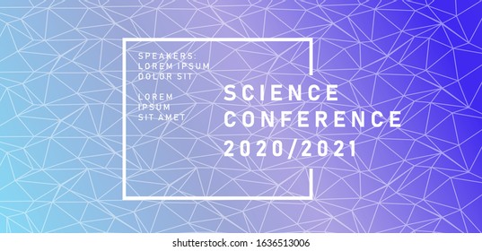 Abstract geometric blue background with connected lines, low poly mesh. Poster template for Science and IT Technologies Business Conference.