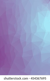 Abstract geometric blue background consisting of colored triangles. Low poly pattern, vertical format.
