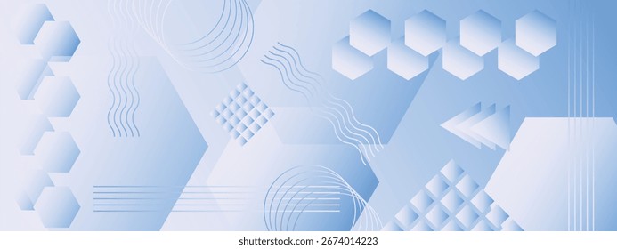 Abstrakter geometrischer blauer Hintergrund EPS-Vektor. Farbverlauf-Formen, futuristische Technologie-Textur, minimale Design-Tapete, digitale abstrakte Hintergrund für Web und Print