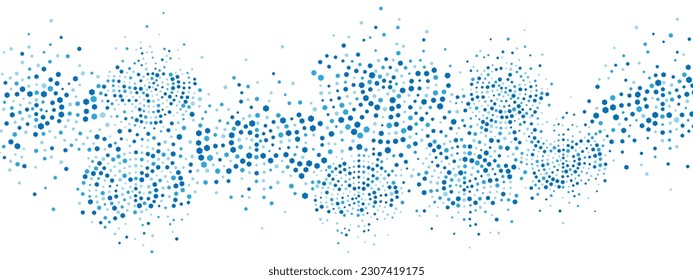 Abstract geometric blue background frame. Vector texture of chaotic hexagons, particles, fragments. A group of cells, an information grid. Banner for business, technology, medicine, presentations.