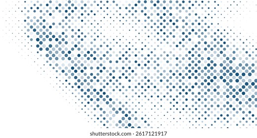 Abstract geometric blue background frame. Vector texture of chaotic hexagons, particles, fragments. A group of cells, an information grid. Banner for business, technology modern