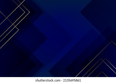 abstract geometric blue background with luxury golden lines