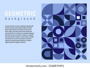 Abstract geometric blue background On the left there is free space. Place design text for book covers, brochures, posters, business cards, web banners.