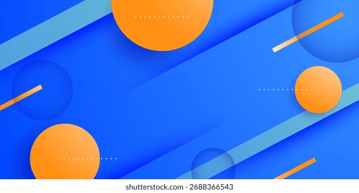 Fondo azul geométrico Abstractas con diseño de concepto de patrón de círculo naranja. Fondo de Anuncio fresco. Vector Eps10