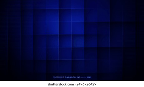 Abstract geometric blue background with square shapes, shadow, and lines decoration. Vector illustration