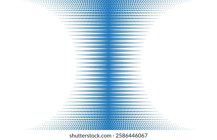 abstract geometric blue big to small rectangle dot bulge pattern.