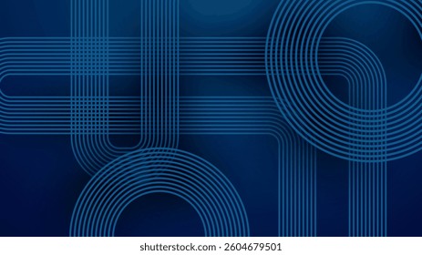 Abstract Geometric Blue And Black Background With Dynamic Shapes