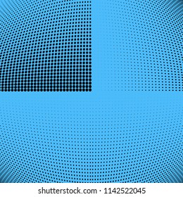 Abstract geometric blue black square halftone pattern. Soft dynamic lines. Vector illustration with dots. Modern polka dots background