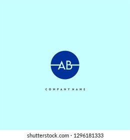 abstract geometric blue circle AB logo letter design concept