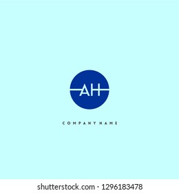 abstract geometric blue circle AH logo letter design concept