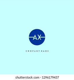 abstract geometric blue circle AX logo letter design concept