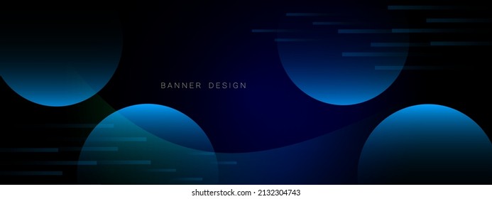 Abstract Geometric Blue Circular Gradient Design Colorful Background Illustration Banner 