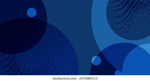 Abstract geometric blue and dark navy color background with circle shape.