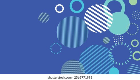 Abstract geometric blue and dark navy color background with circle shape. Vector, illustration Modern blue abstract background, the look of stainless steel, circular lines on a blue background