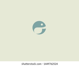 Abstract geometric blue fish logo icon