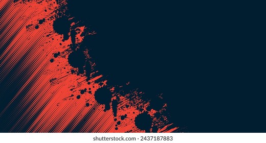 Abstract Geometric blue Frame Grunge Texture With Halftone Pattern Design In Black Background