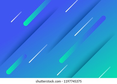 Abstract geometric Blue and green gradient background with meteor fall for landing page, banner, cover book, wallpaper